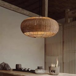 Rattan Barrel Pendant Light Kitchen Bar Decor