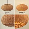 Rattan Barrel Pendant Light On Off Comparison