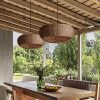 Rattan Barrel Pendant Light Outdoor Dining Pavilion Decor