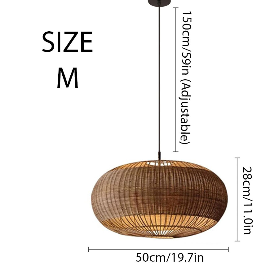 Rattan Barrel Pendant Light Size M