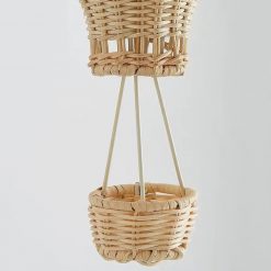 Rattan Hot Air Balloon Pendant Light Handwoven Basket Detail