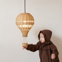 Rattan Hot Air Balloon Pendant Light Kids Room Decor