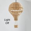 Rattan Hot Air Balloon Pendant Light Off Natural Woven Texture