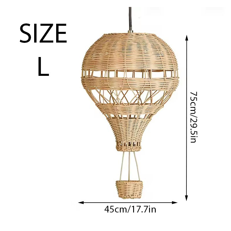 Rattan Hot Air Balloon Pendant Light Size L