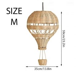 Rattan Hot Air Balloon Pendant Light Size M