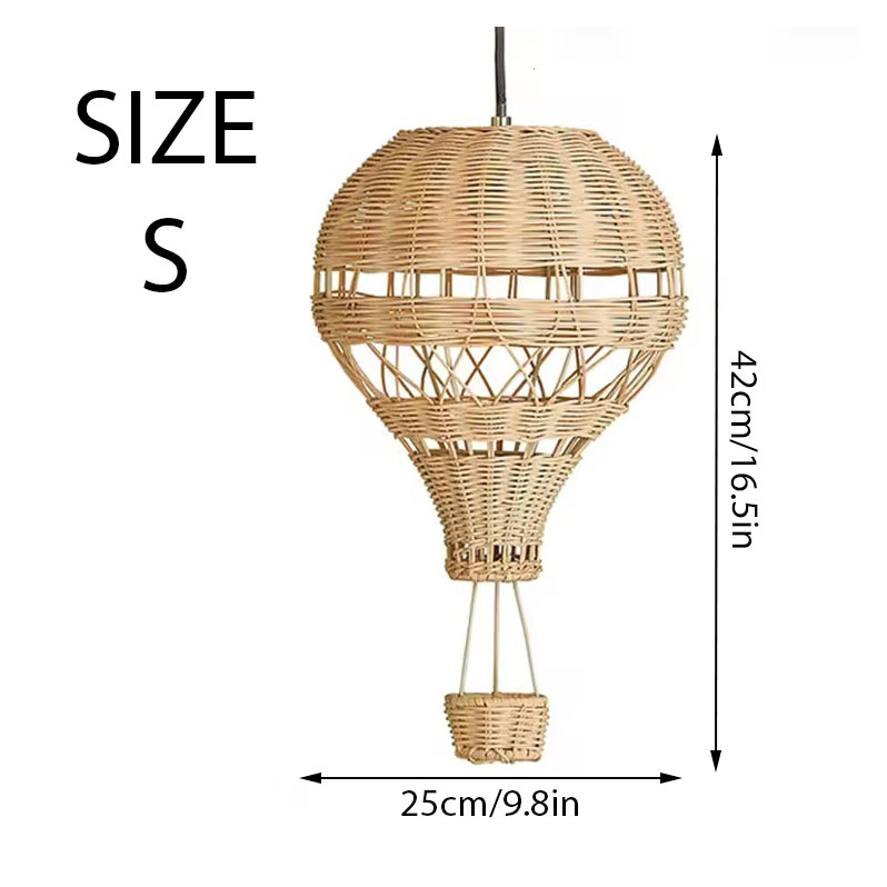 Rattan Hot Air Balloon Pendant Light Size S