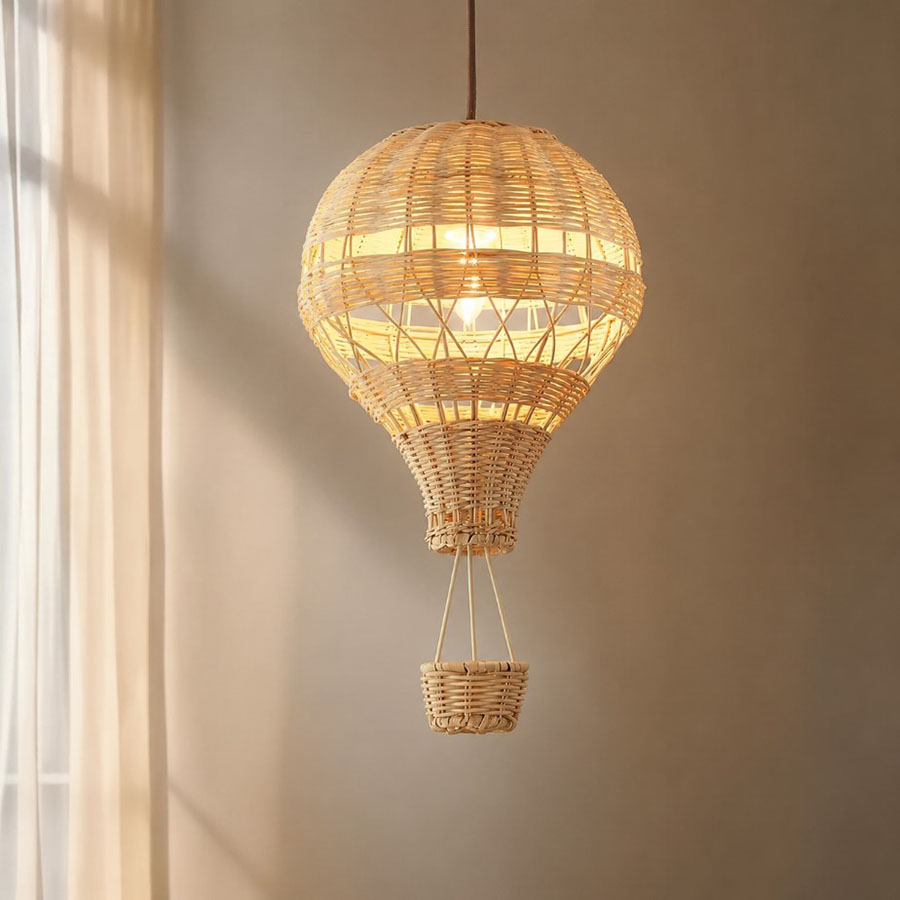 Rattan Hot Air Balloon Pendant Light Warm Bedroom Ambiance