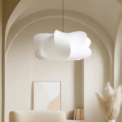 Silk Cocoon Pendant Light in arched hallway entryway