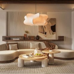 Single Silk Cocoon Pendant Light in modern living room