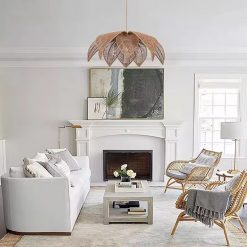 Vintage Flower Pendant Light Wicker Chandelier Living Room Decor