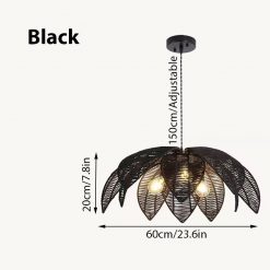 Vintage Flower Wicker Chandelier Black