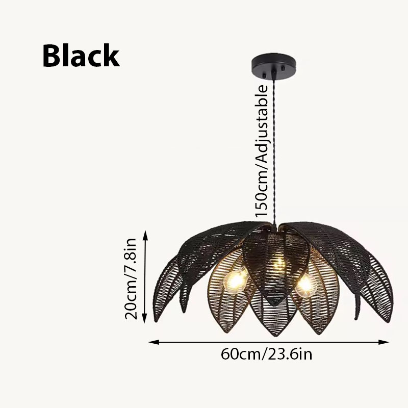Vintage Flower Wicker Chandelier Black