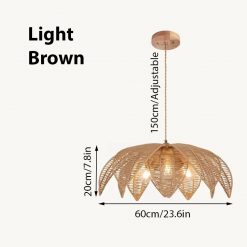 Vintage Flower Wicker Chandelier Light Brown