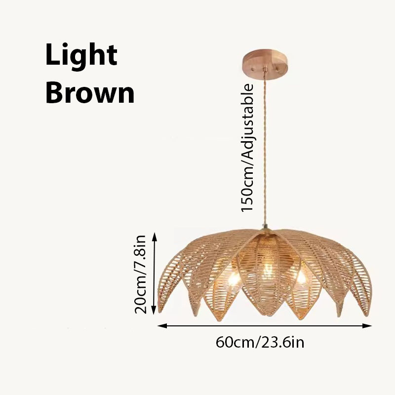 Vintage Flower Wicker Chandelier Light Brown