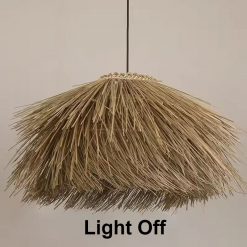 Wabi Sabi Rattan Bird Nest Chandelier Light Off Natural Texture