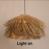 Wabi Sabi Rattan Bird Nest Chandelier Light On Warm Glow