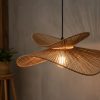 Wabi Sabi Wicker Double Wing Pendant Light Crossed Blade Design