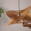 Wabi Sabi Wicker Double Wing Pendant Light Handmade Installation
