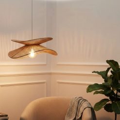 Wabi Sabi Wicker Double Wing Pendant Light Living Room Decor