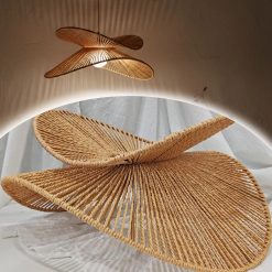 Wabi Sabi Wicker Double Wing Pendant Light Warm Ambient Glow