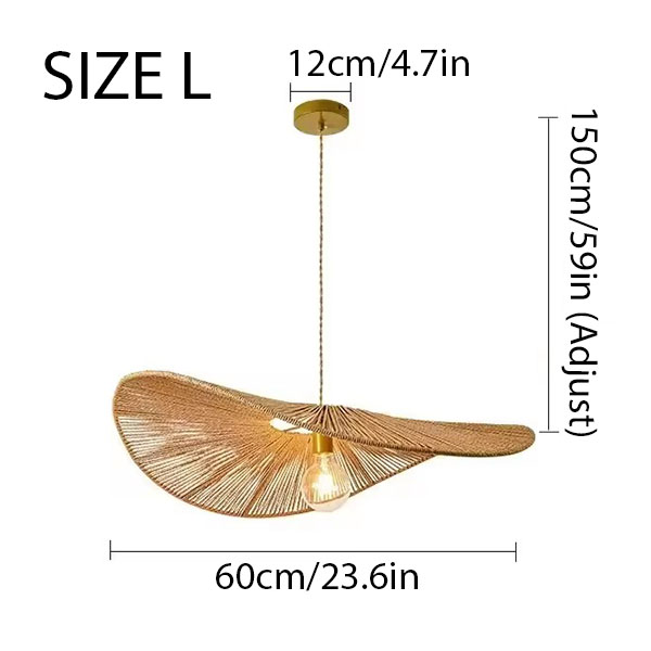 Wabi Sabi Wicker Single Wing Pendant Light Size L