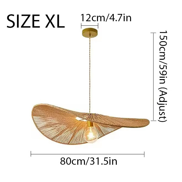 Wabi Sabi Wicker Single Wing Pendant Light Size XL