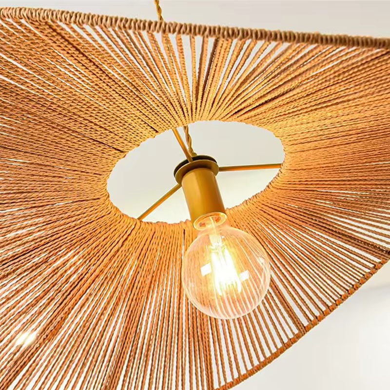 Wabi Sabi Wicker Single Wing Pendant Light Woven Detail