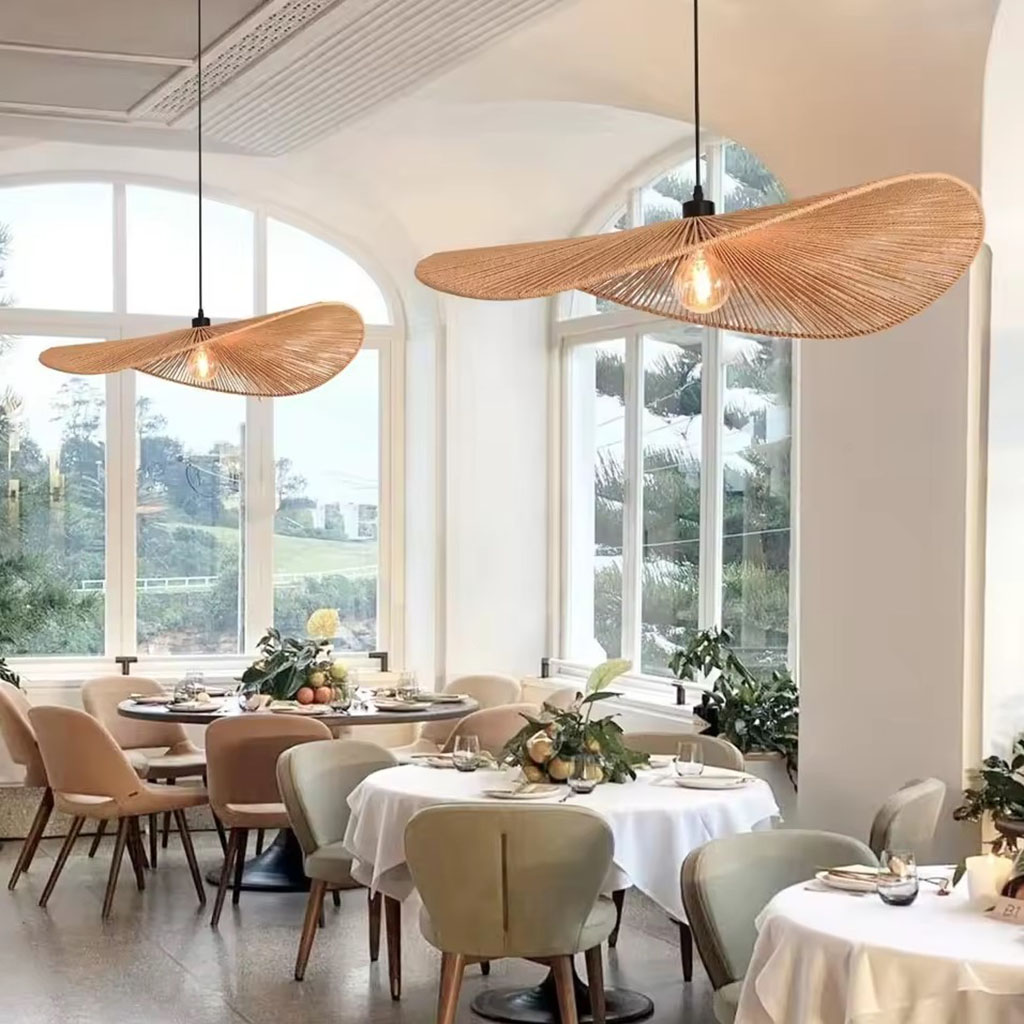 Wabi Sabi Wicker Wing Pendant Light Restaurant Dining Decor