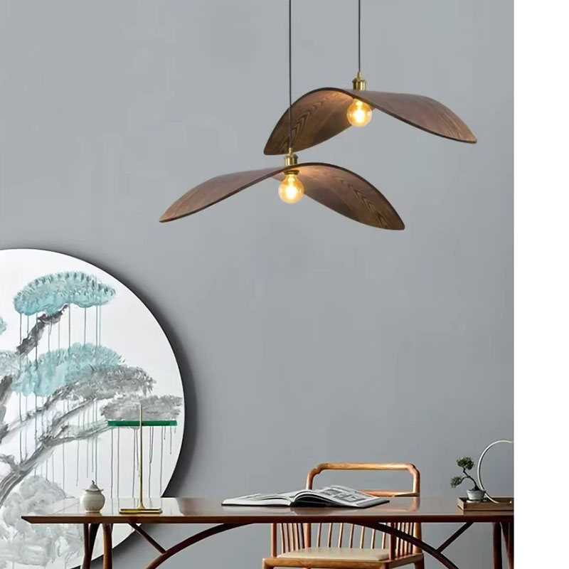 Wabi Sabi Wing Wood Pendant Light Japandi Dining Room Decor