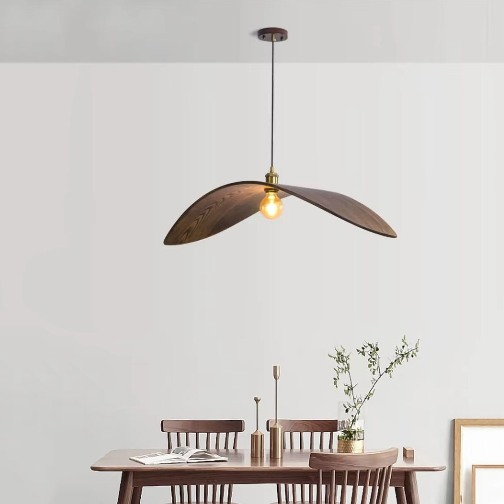 Wabi Sabi Wing Wood Pendant Light Minimalist Dining Nook