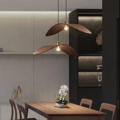 Wabi Sabi Wing Wood Pendant Light Over Dining Room