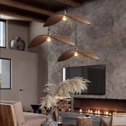 Wabi Sabi Wing Wood Pendant Lights Rustic Living Room Decor