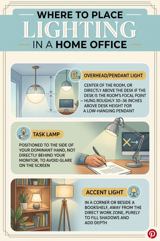 Where to Place Lighting in a Home Office - Placement Guide