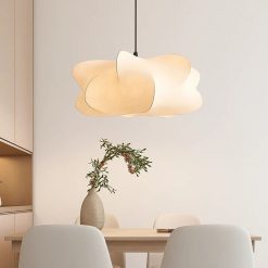 White Silk Cocoon Pendant Light in kitchen