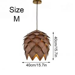 Wooden Pinecone Pendant Light Walnut Size M