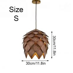 Wooden Pinecone Pendant Light Walnut Size S