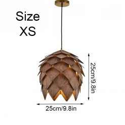 Wooden Pinecone Pendant Light Walnut Size XS
