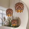 Wooden Pinecone Pendant Lights Mixed Sizes Modern Interior