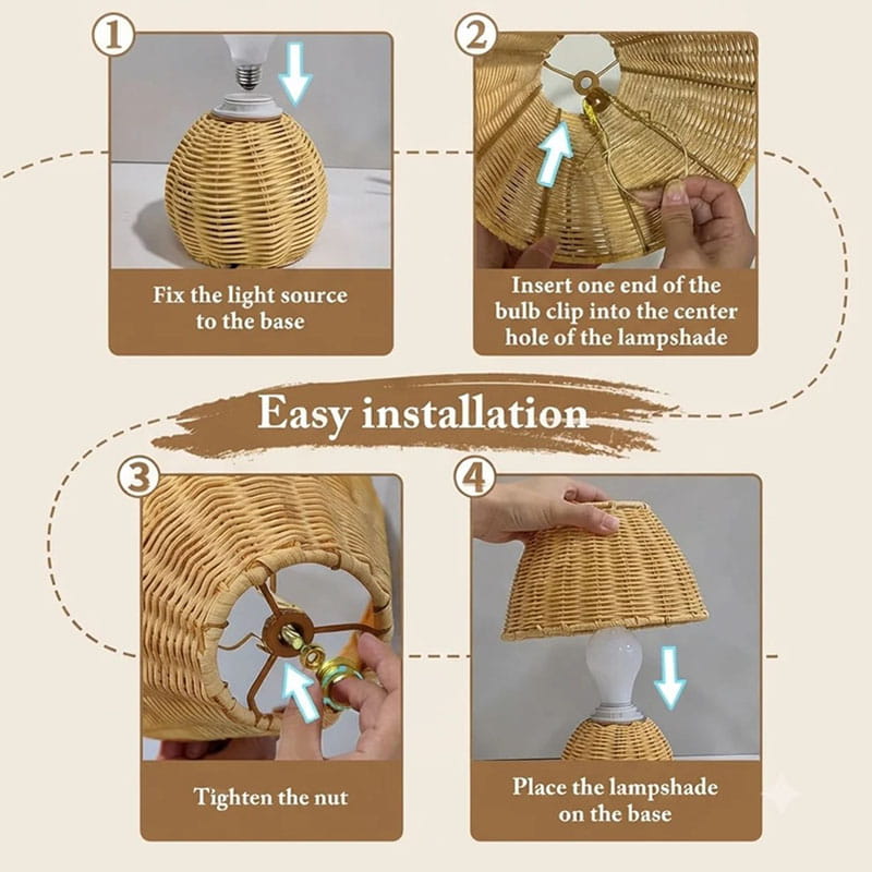 Easy Installation Guide Woven Rattan Table Lamp Assembly