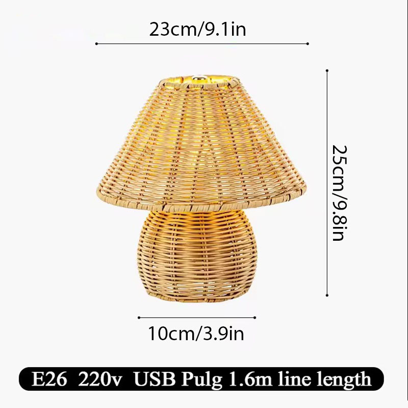 Handmade Woven Rattan Table Lamp Size