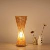 Handwoven Bamboo Table Lamp Wicker Light Fixture Dried Flower Decor