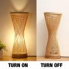 Handwoven Bamboo Table Lamp Wicker Light Fixture Turn On Off Comparison