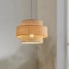 Layered Rattan Pendant Light Boho Drum Lamp Shade Hallway Fixture