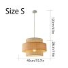Layered Rattan Pendant Light Boho Drum Lamp Shade Size S 40cm