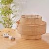 Layered Rattan Pendant Light Boho Drum Lamp Shade Table Lamp Version