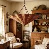Rattan Wicker Chandelier Vintage Style Living Room Decor