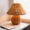 Retro Rattan Desk Lamp Reading Light for Living Room