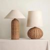 Vintage Rattan Table Lamps Style A and Style B Side by Side