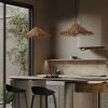 Wabi Sabi Wicker Chandelier Straw Hat Pendant Light Modern Open Kitchen