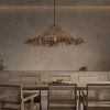 Wabi Sabi Wicker Chandelier Straw Hat Pendant Light Rustic Dining Room